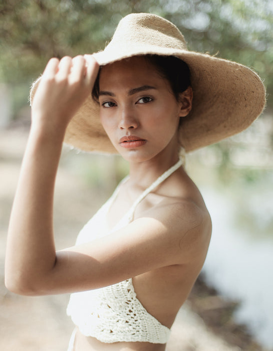Jute Straw Hat for the Beach - Beige or Black